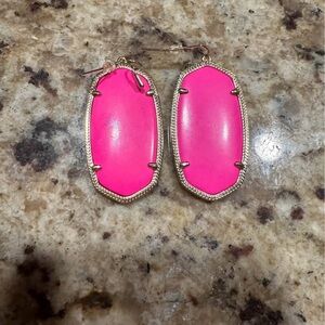 Kendra Scott Neon Pink Danielle Pendant Earrings with Gold Trim